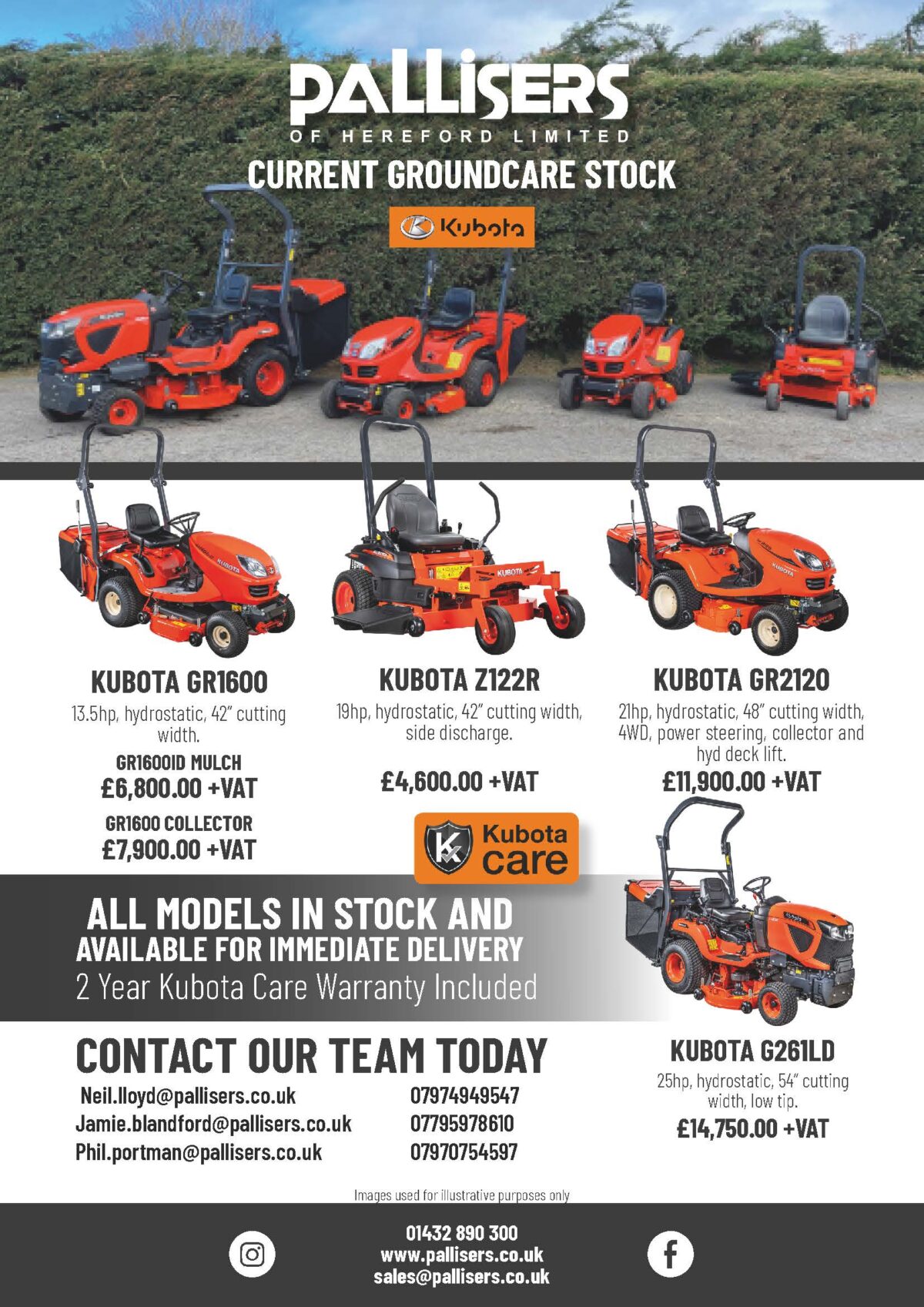 Current Kubota Groundcare Offers Pallisers Of Hereford Ltd